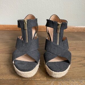 a new day Black Wedge Sandal